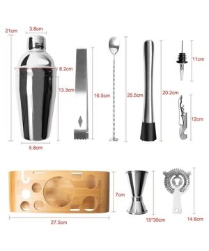 Set od 12 delova za pripremu koktela šejker i stalak 44