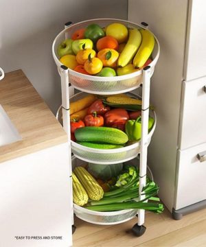 Kuhinjska kolica sa 3 police okrugla, bela boja 88