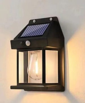 Solarna lampa za zid sa sijalicom, efekat fenjera.