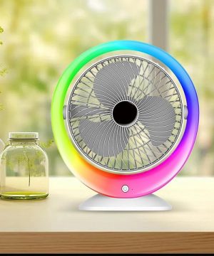 Ventilator Na Baterije USB punjivi stoni LED rgb svetleći 11