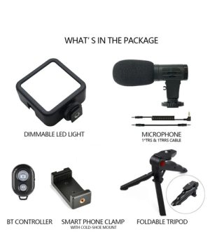 Set Za Snimanje Telefonom stalak sa mikrofonom i LED svetlom 33