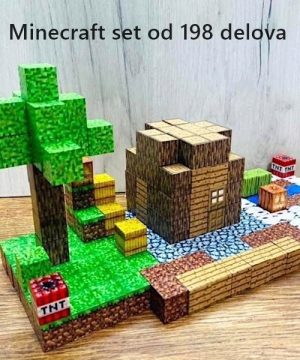 Minecraft Kocke Magnetne Kockice Za Decu set od 198 delova sa 6 fogurica 0006